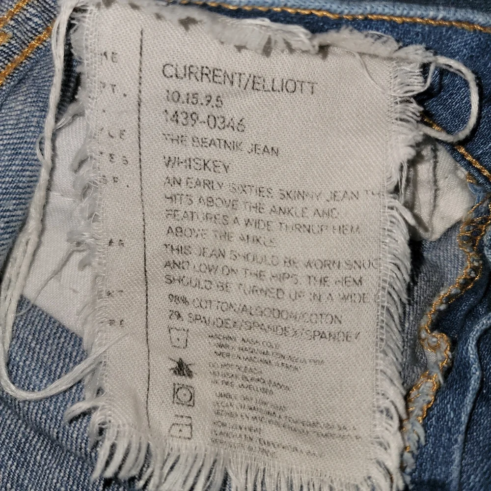 Current/Elliott Beatnick Jeans Size 24 Whiskey - Picture 7 of 9